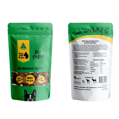 Beef Lung Cubes displaying Australian Made logo in green Bark with Buster Packaging