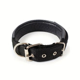 Soft & Durable Leather Dog Collar Black Large – tough, comfortable collar for active dogs
