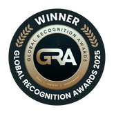 Winner badge for Global Recognition Awards 2025 with 'GRA' logo on a black background
