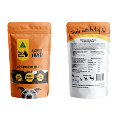 Australian Lamb Liver Dog Treats in Bark with Buster Sealable Pouches