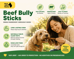 Beef Bully Sticks – Long - Lasting Chews - Bark with Buster