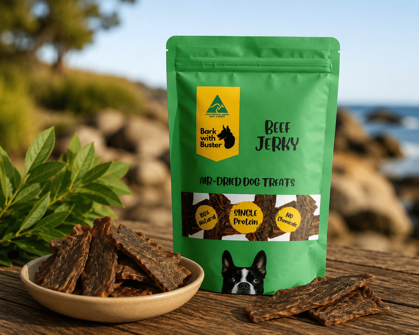 Beef Jerky Dog Treats – Thick Chewy Strips | 100% Australian & Naturally Air - Dehydrated - Bark with Buster