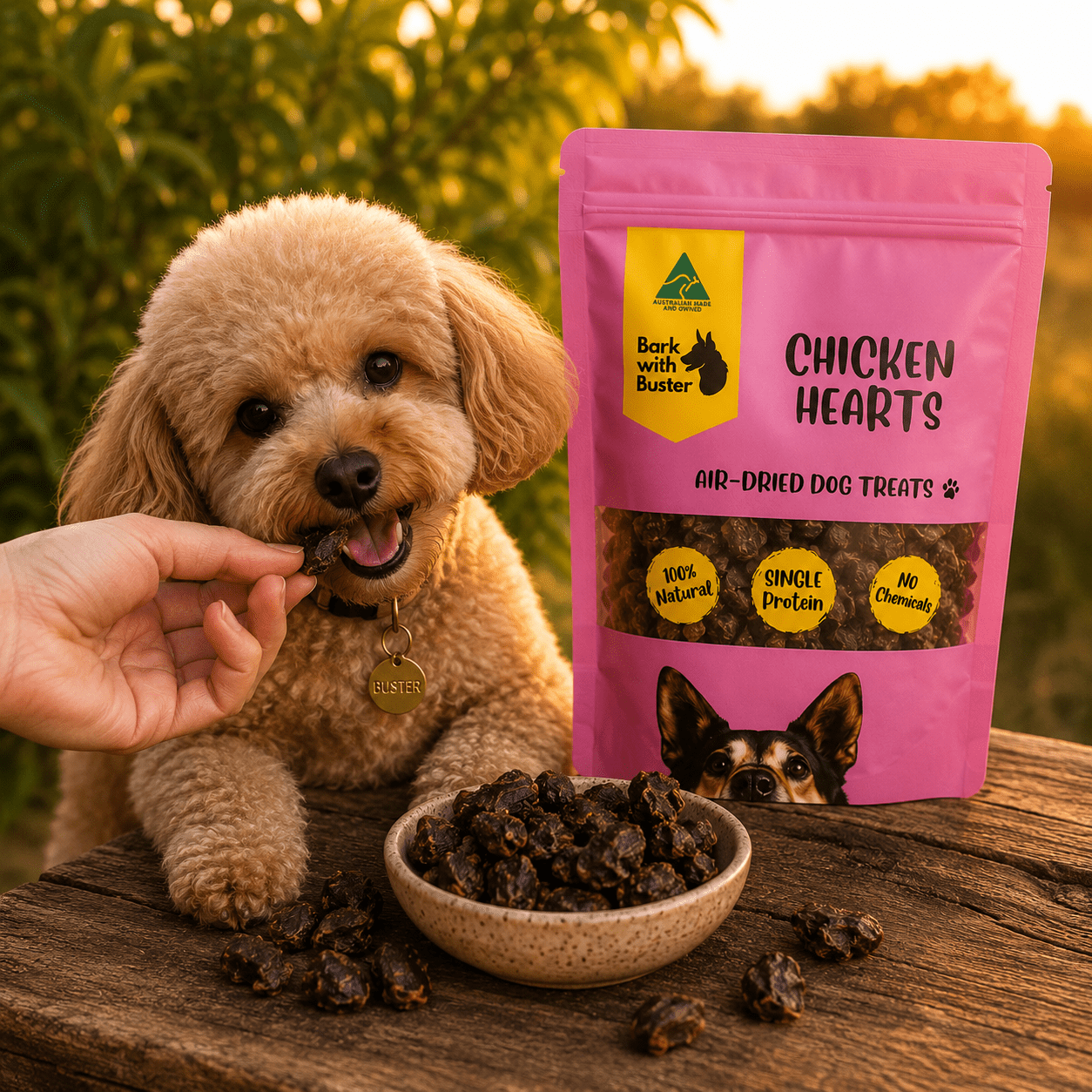 Chicken Heart Dog Treats Australia | Natural High Value Training Rewards - Bark with Buster