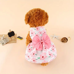 Blossom Pink Dog Dress – Cherry Blossom Floral with Bow - Bark with Buster