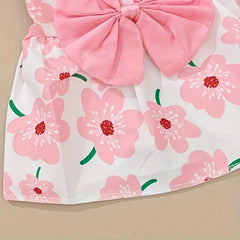 Blossom Pink Dog Dress – Cherry Blossom Floral with Bow - Bark with Buster