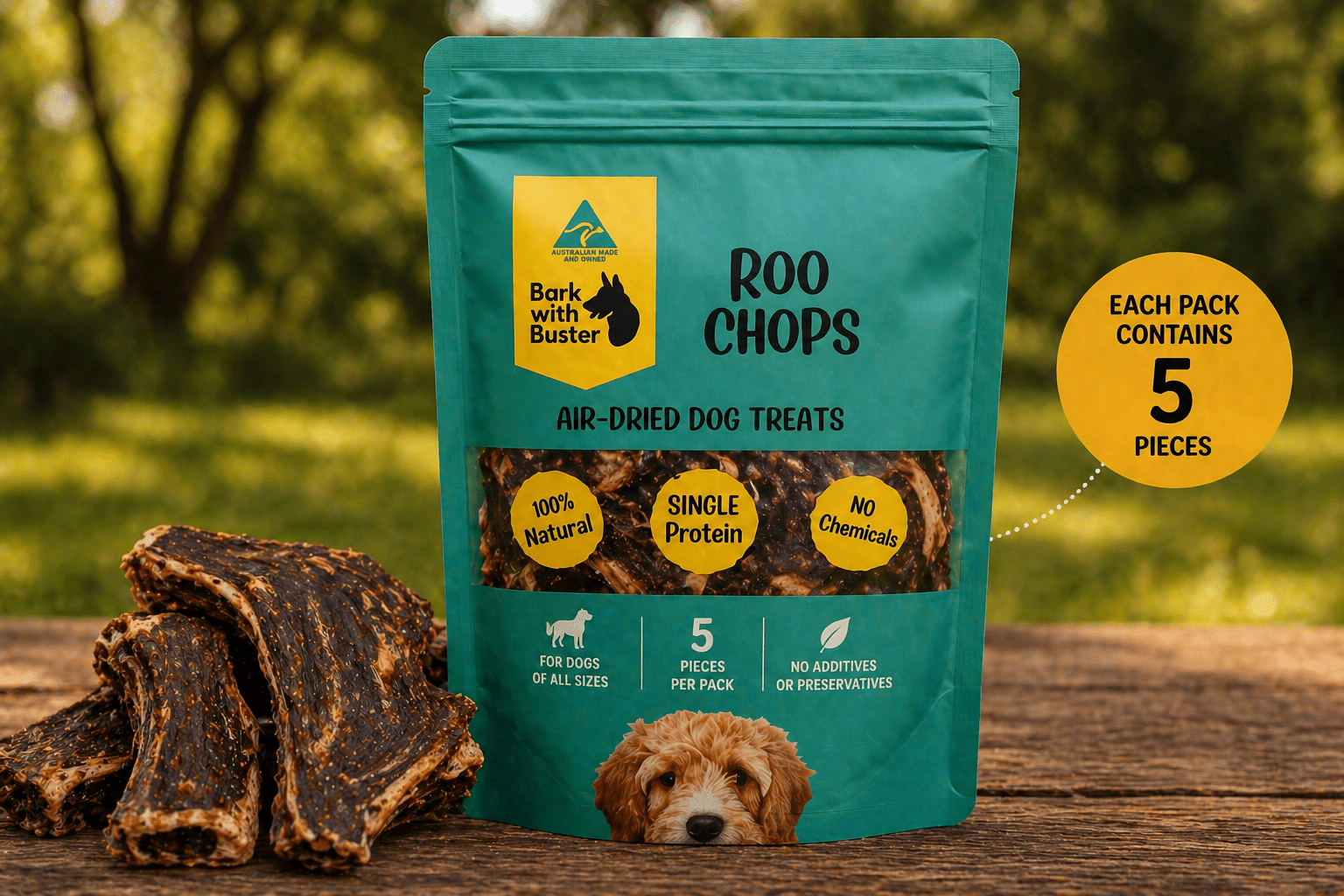 Kangaroo Dog Treats – Meaty Bones for Strong Chewers - Bark with Buster