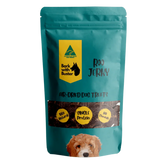 Kangaroo Jerky Dog Treats in Teal Bark with Buster Branded Packaging