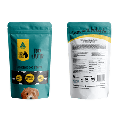 Kangaroo Liver for Dogs in teal Bark with Buster packaging