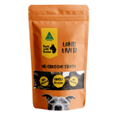 Lamb Liver Dog Treats in Bright Orange Bark with Buster Packaging