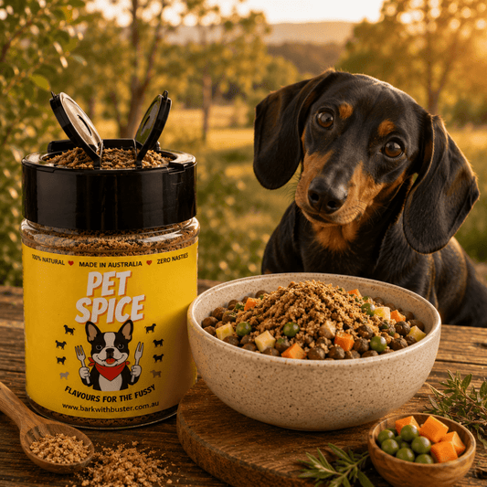 Mixed Fish Dog Meal Topper Sprinkle Bottle - Bark with Buster