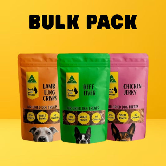 7 Pawsome Reasons Our Bulk Dog Treats Are Every Multi-Dog Household’s Dream. Bulk Pack dog treats in resealable packaging — healthy snacks for multi-dog households