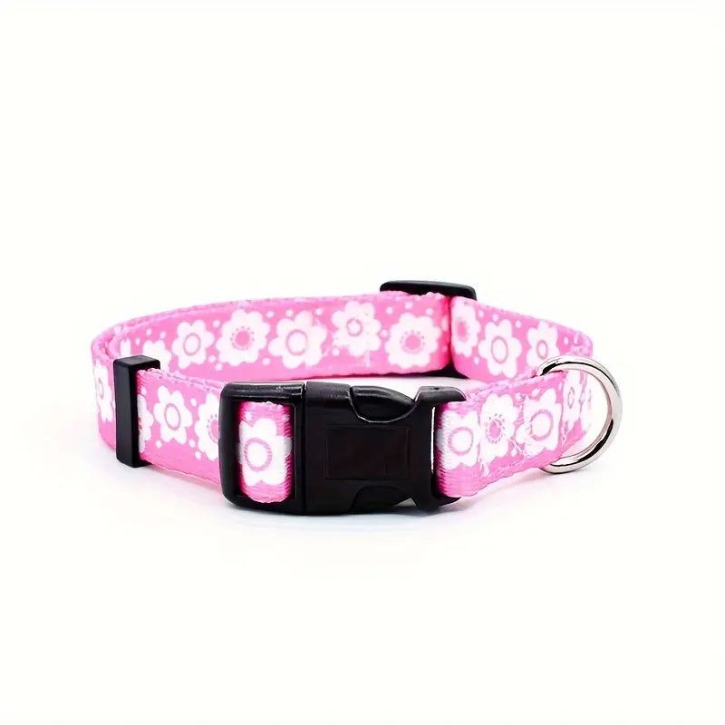 Bloom with Every Step: Adorable Printed Dog Collar & Leash Set (XS) | Bark with Buster
