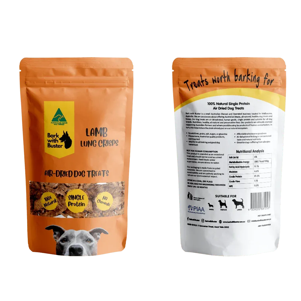 Australian Lamb Lung Crisp Dog Treats - Bark with Buster