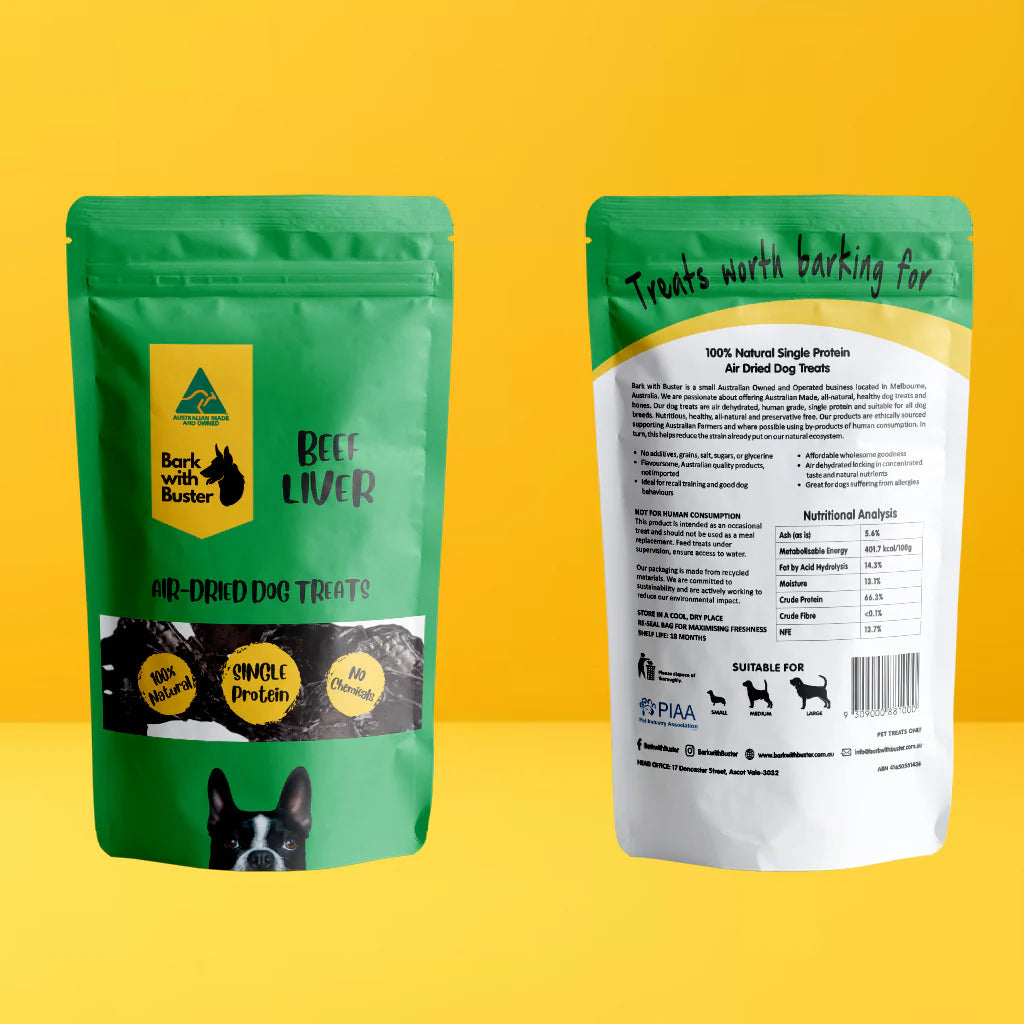 Bark with Buster Australian beef liver – healthy dog training treats for puppies and dogs