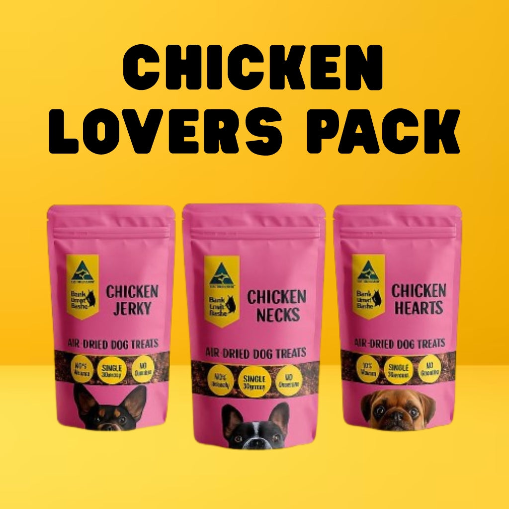 Buster’s Chicken Lovers Pack: Jerky, Necks & Hearts (3-Pack)