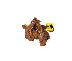 Close-up of crunchy chicken necks – high in calcium and phosphorus