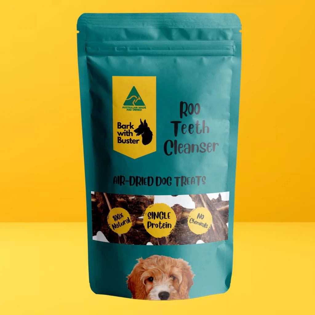 Grain-free kangaroo Dental Cleansers dog treats designed to support healthy teeth and gums in your dog. 