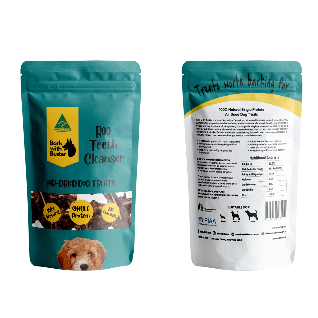 All-natural kangaroo dental chews for dogs, promoting oral health