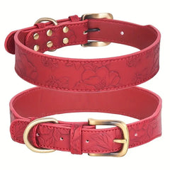 Dog Collar Red Leather
