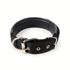 Soft & Durable Leather Dog Collar Black Large – tough, comfortable collar for active dogs