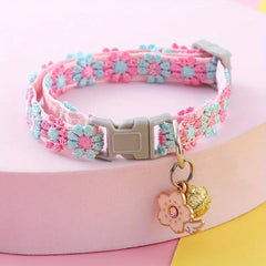 Floral Pet Collar with Bell