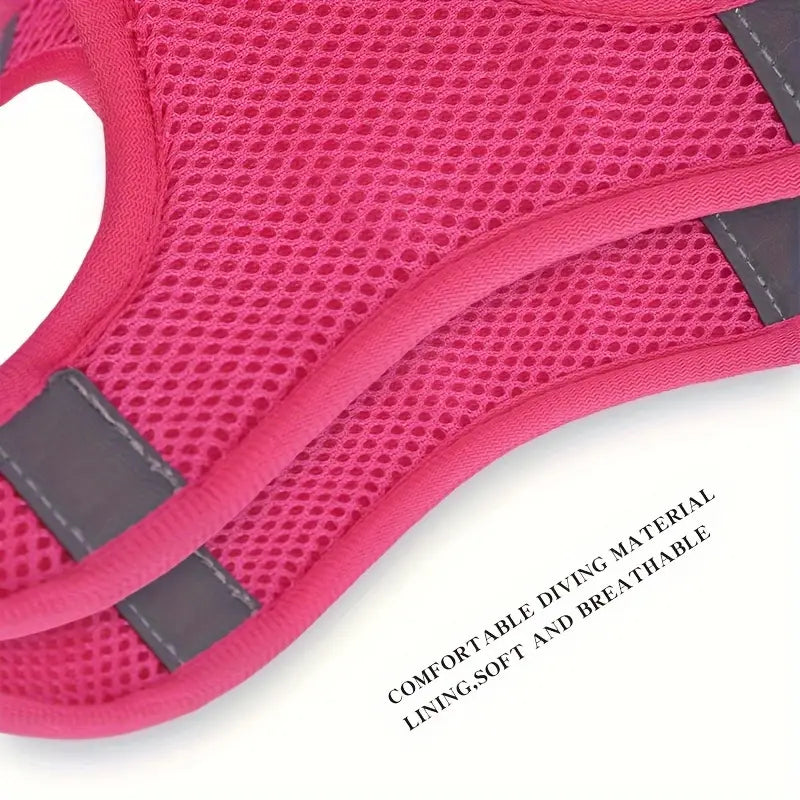 Floral Reflective Adjustable Dog Harness with Matching Leash Mesh Lining