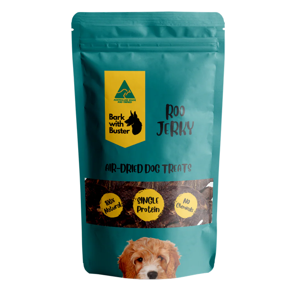 Bark with Buster kangaroo jerky dog treats – natural Aussie air dehydrated protein chews