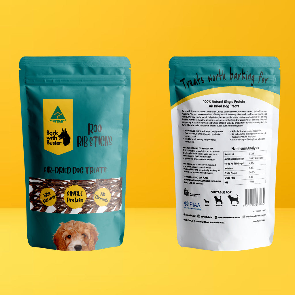 Kangaroo Rib Sticks Dog Treats chew sticks for small, medium or large dogs