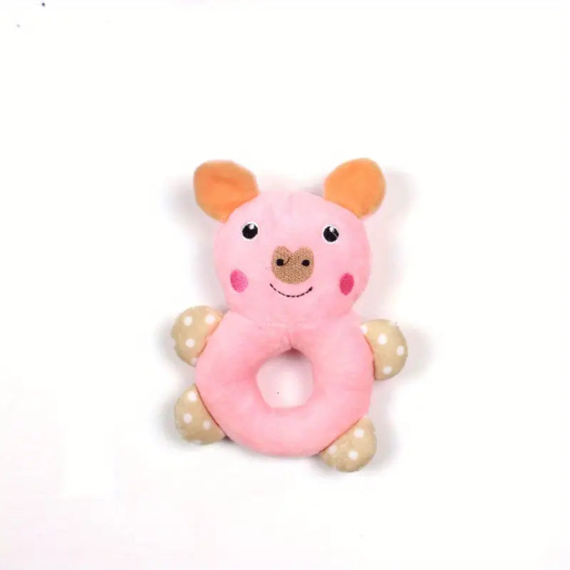 Green Frog Plush Dog Toy, Panda Plush Dog Toy, Pink Bunny Plush Dog Toy, Yellow Chick Plush Dog Toy, Pink Pig Plush Dog Toy.