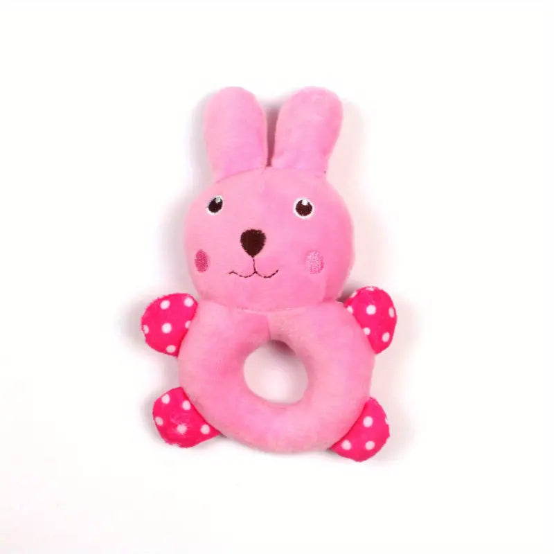 Green Frog Plush Dog Toy, Panda Plush Dog Toy, Pink Bunny Plush Dog Toy, Yellow Chick Plush Dog Toy, Pink Pig Plush Dog Toy.