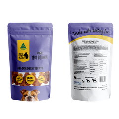 Grain-free pork trotter dog treats for dog dental health. Crunchy pork dog chew from Bark with Buster