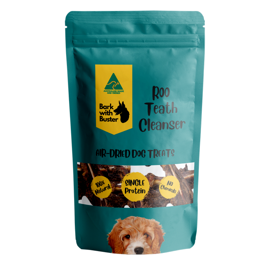 Bark with Buster's Kangaroo Dog Dental Cleaners! Looking for a way to keep your dog's gnashers gleaming and their tail wagging with joy? Look no further than Bark with Buster's 100% Australian dog bones, kangaroo dental chews! Not your average dog bone. These tough dog bones are packed with benefits that'll have your dog doing a happy dance around your living room.