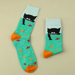Cat Fish Designer Socks Soft Cotton-bark-with-buster