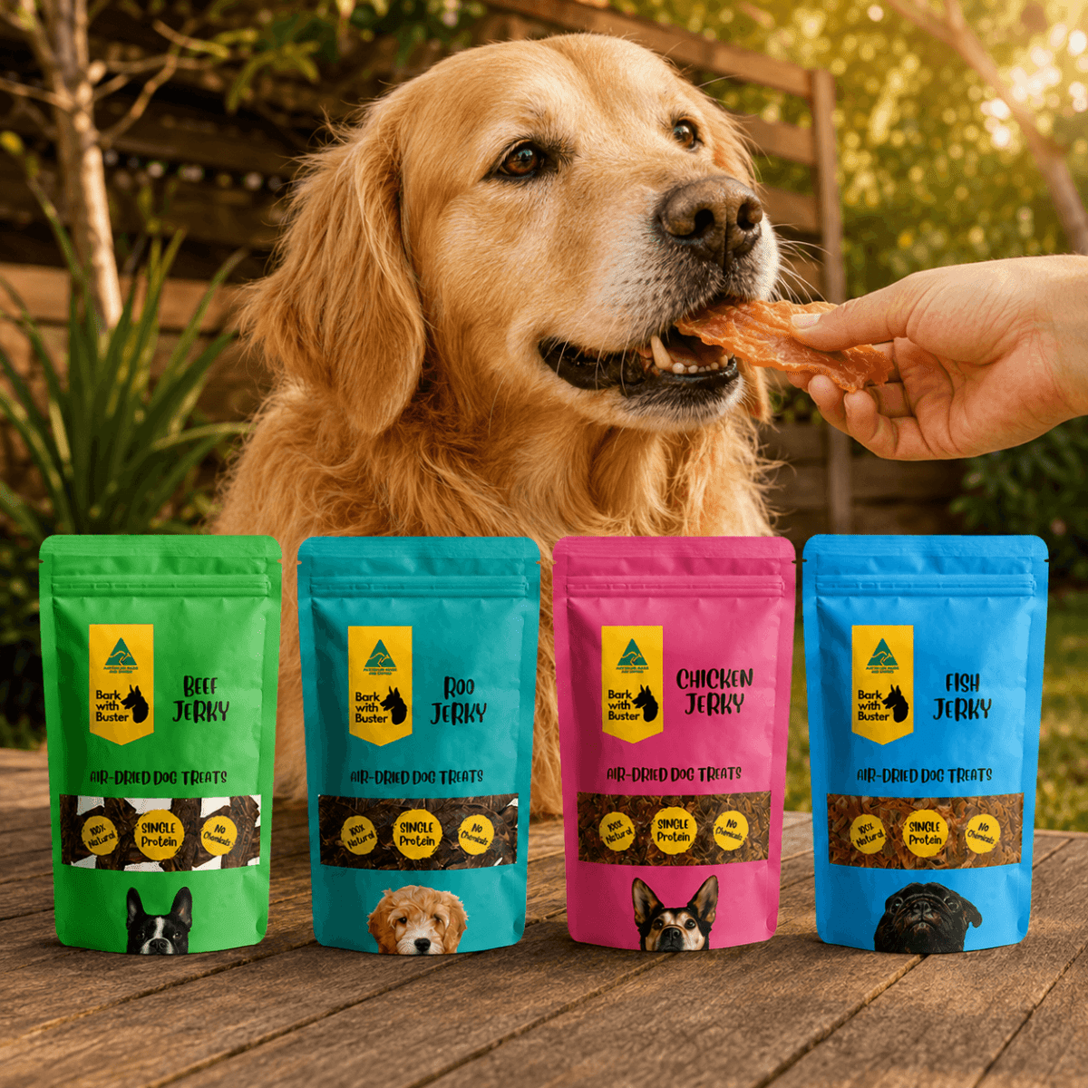 Australian Dog Jerky Variety Pack 4 x 200g - Bark with Buster