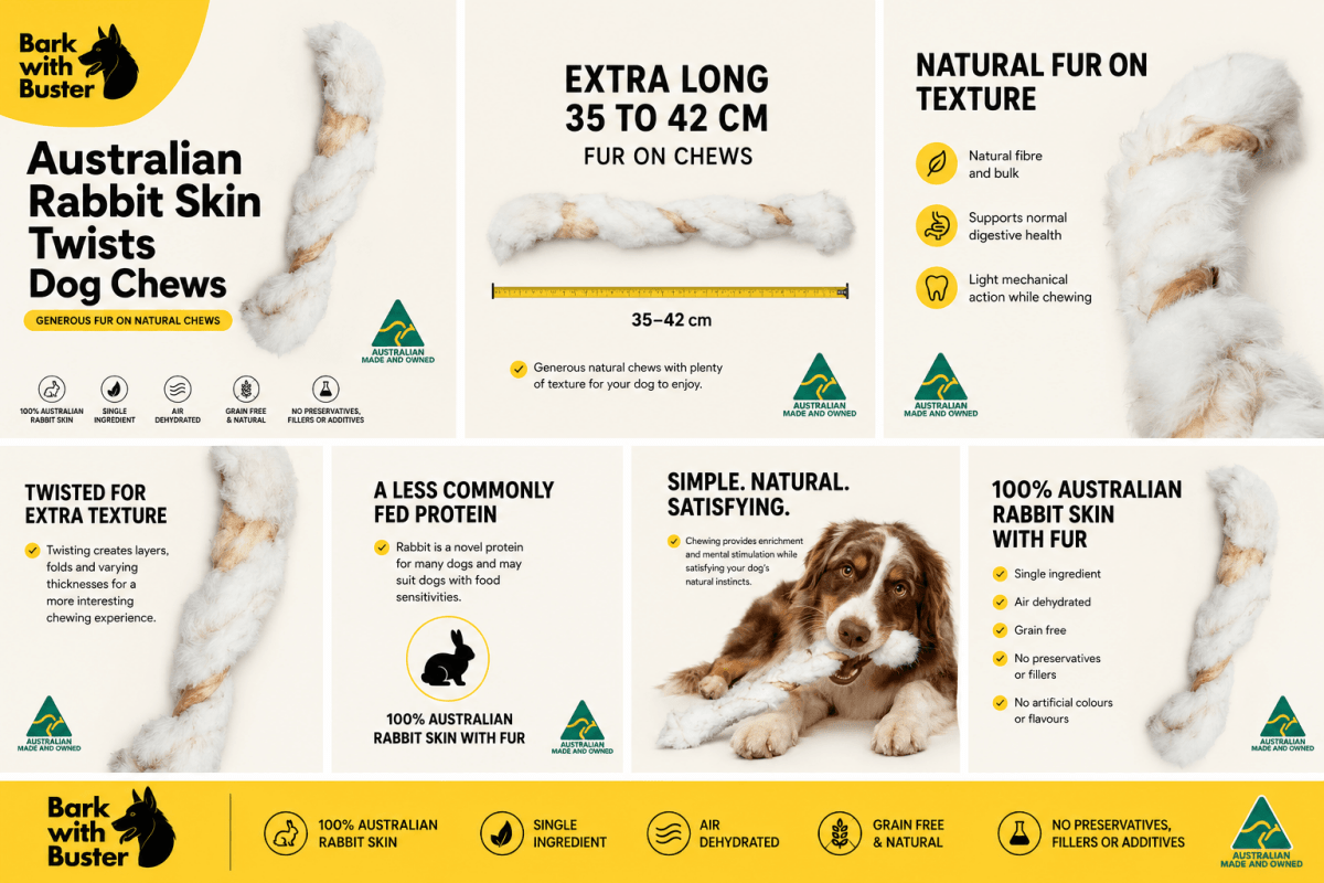 Australian Rabbit Skin Twists Dog Chews - Bark with Buster