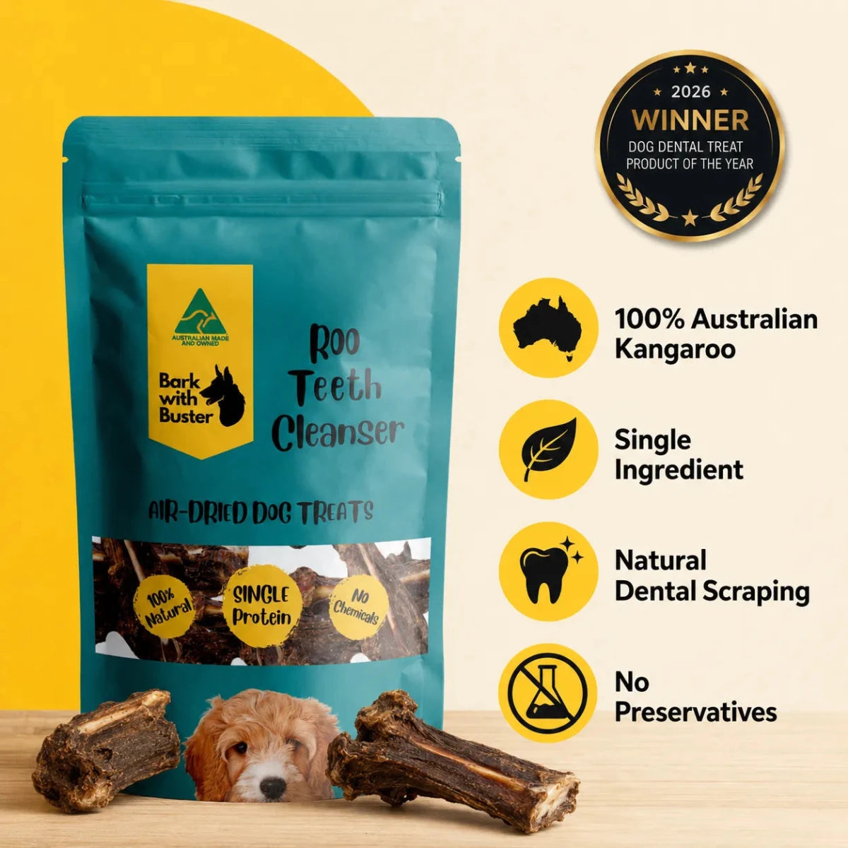 Award-Winning Kangaroo Dental Chews | Product of the Year 2026 - Bark with Buster