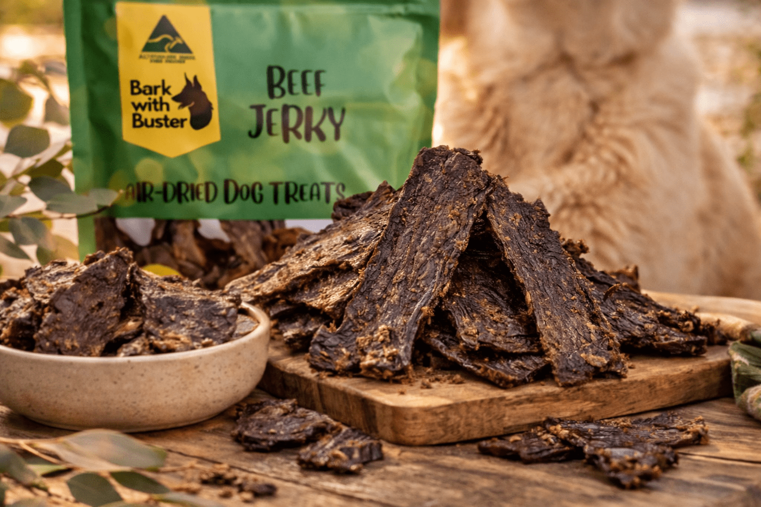 Beef Jerky Dog Treats – Thick Chewy Strips | 100% Australian & Naturally Air - Dehydrated - Bark with Buster