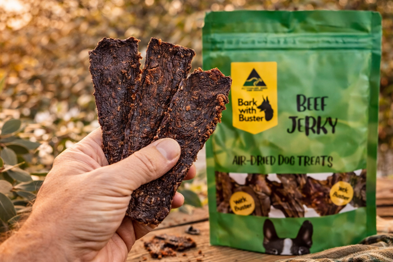 Beef Jerky Dog Treats – Thick Chewy Strips | 100% Australian & Naturally Air - Dehydrated - Bark with Buster