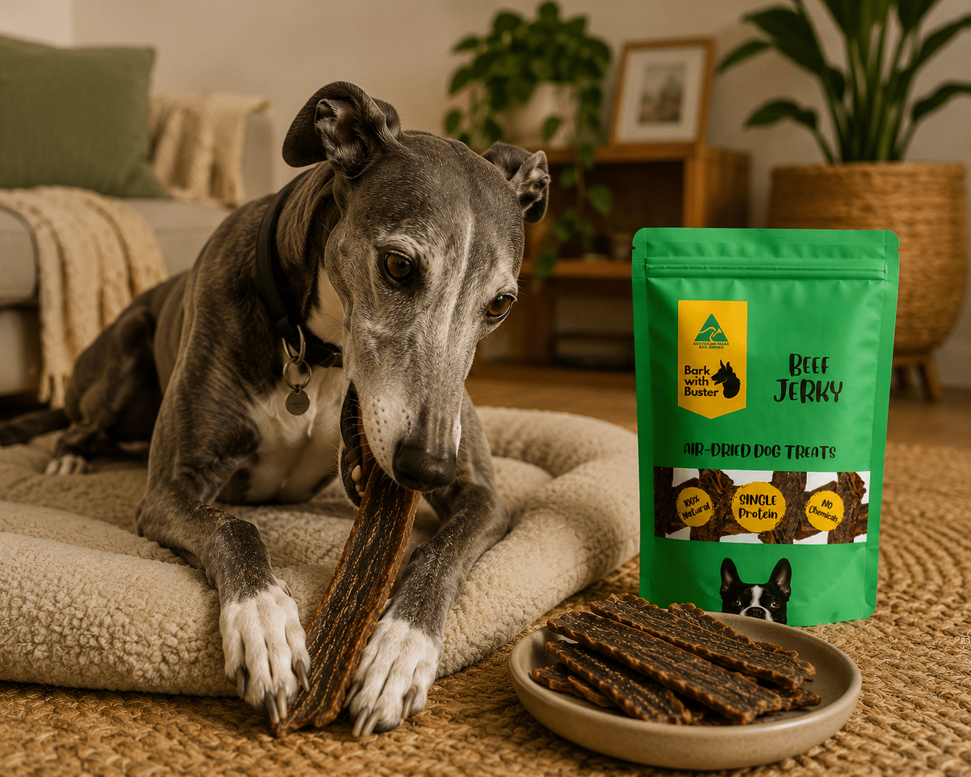 Beef Jerky Dog Treats – Thick Chewy Strips | 100% Australian & Naturally Air - Dehydrated - Bark with Buster