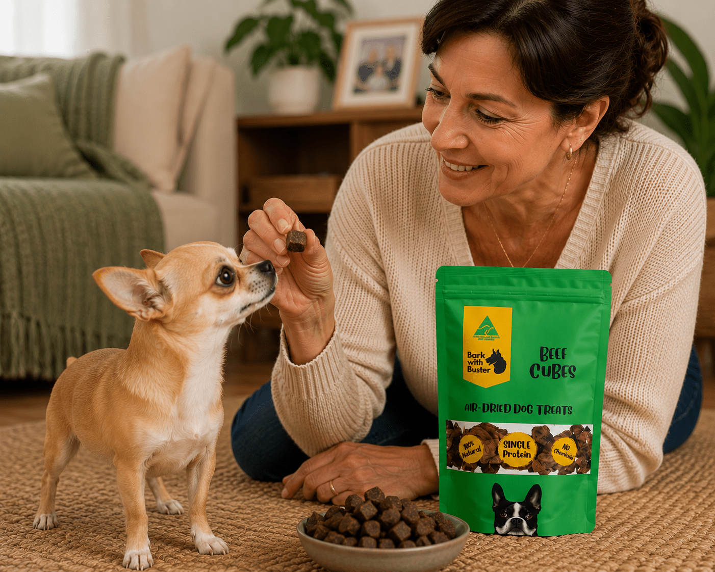 Beef Lung Cube Dog Treats Australia – Light Crunchy Training Treats - Bark with Buster