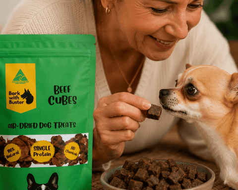 Beef Lung Cube Dog Treats Australia – Light Crunchy Training Treats - Bark with Buster