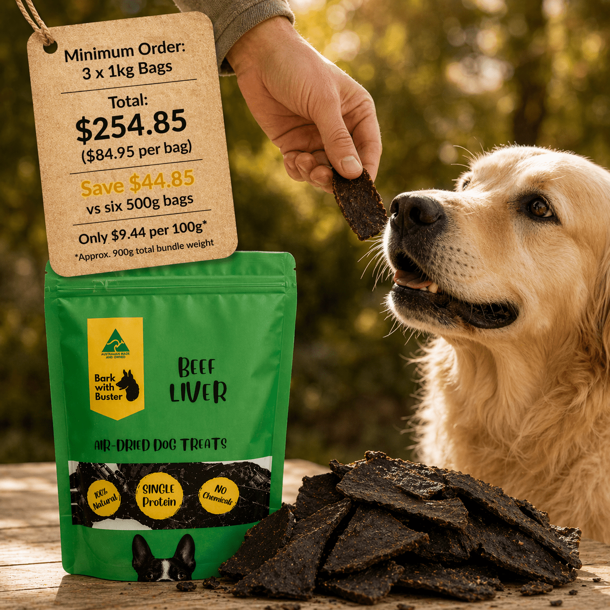 Bulk Lamb Liver Dog Treats 1kg | Premium Australian 3kg Bundle - Bark with Buster