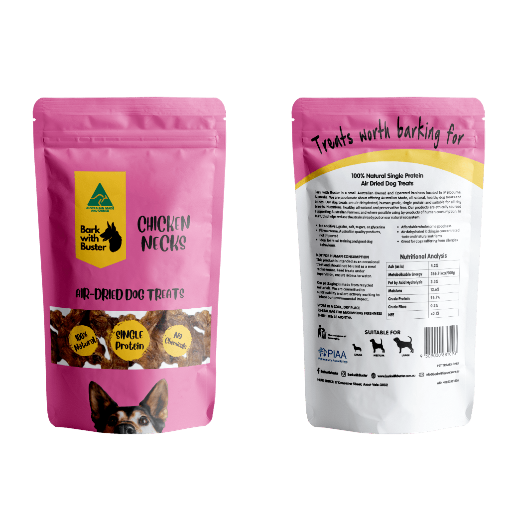Chicken Necks Dog Treats – Natural Crunchy Aussie Chews - Wholesale - Bark with Buster