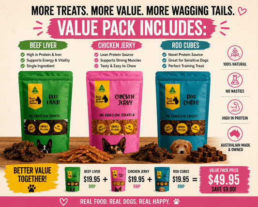 Dog Treats Value Pack Australia | Natural Beef Chicken & Kangaroo Mix - Bark with Buster