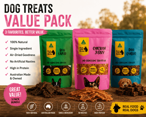 Dog Treats Value Pack Australia | Natural Beef Chicken & Kangaroo Mix - Bark with Buster