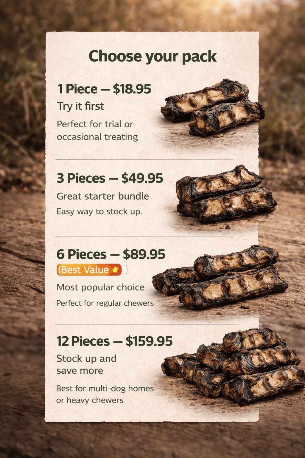 Emu Lumbar Split Dog Chews – Natural Australian Long - Lasting Treats - Bark with Buster