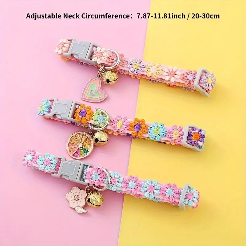 3 Floral Pet Collar with Bell