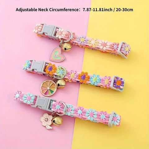 3 Floral Pet Collar with Bell