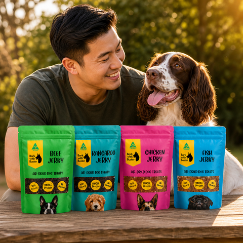 Jerky Variety Bundle 4 x 200g Natural Dog Treats Australia - Bark with Buster