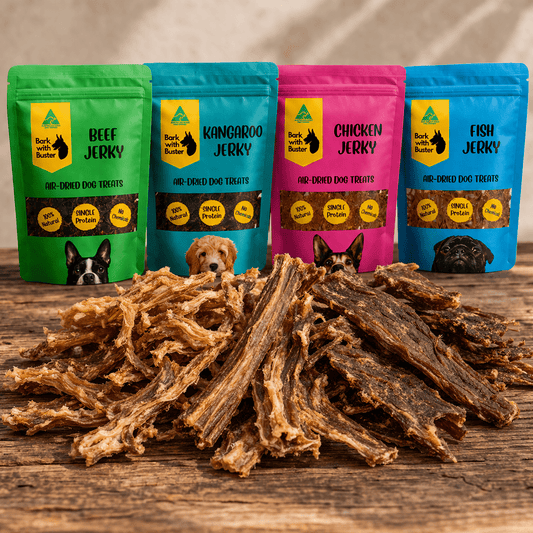 Jerky Variety Bundle 4 x 200g Natural Dog Treats Australia - Bark with Buster